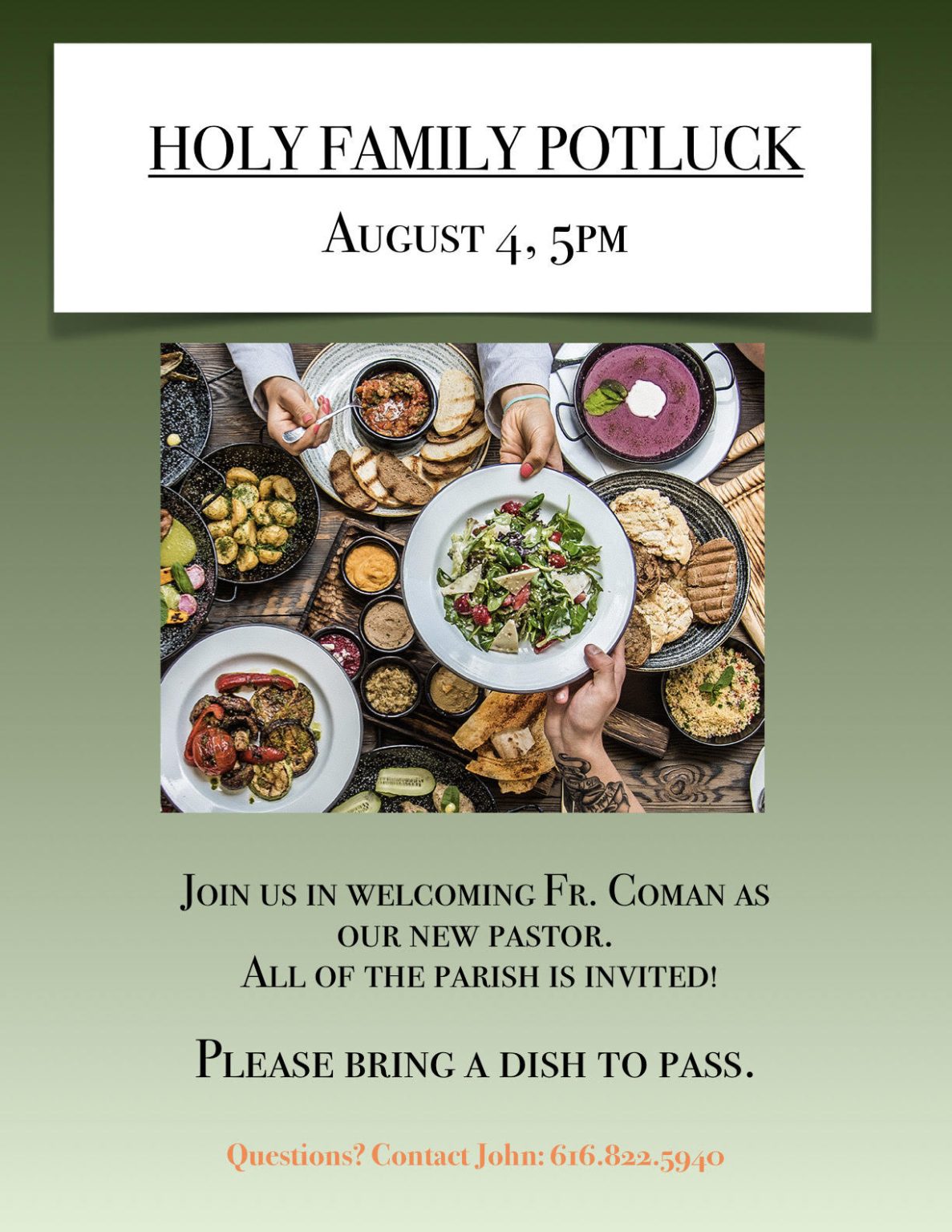 Potluck to Welcome Our New Pastor Father Christopher Coman on August 4 ...